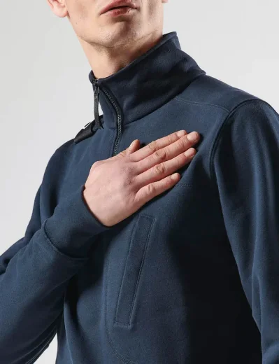 Ma.Strum Edge Quarter Zip Sweater | Ink Navy