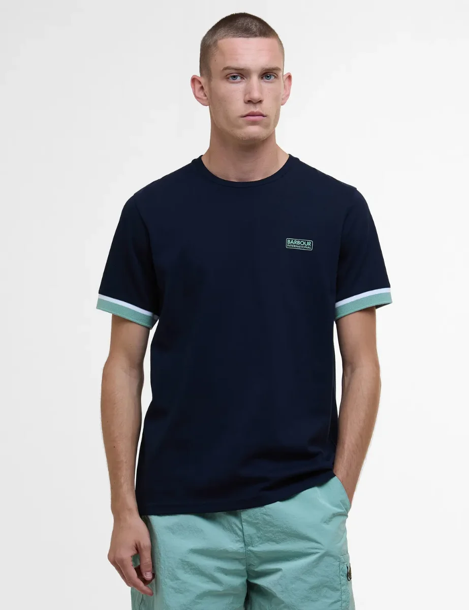 Barbour International Deep Cuff Evan Tipped T-Shirt | Sapphire Navy