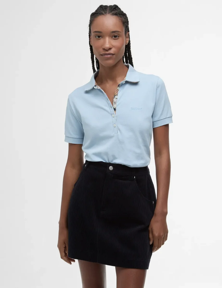 Barbour Women's Portsdown Polo Top | Breeze Blue/Hessian