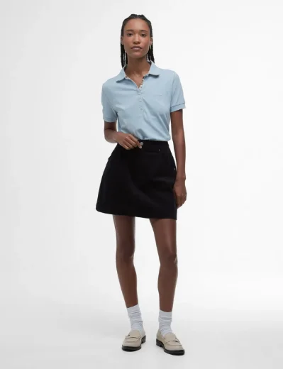 Barbour Women's Portsdown Polo Top | Breeze Blue/Hessian