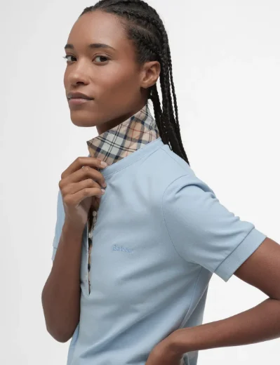 Barbour Women's Portsdown Polo Top | Breeze Blue/Hessian