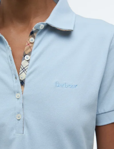 Barbour Women's Portsdown Polo Top | Breeze Blue/Hessian