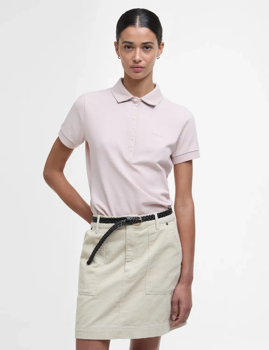 Barbour Women's Portsdown Polo Top | Primrose Pink/Hessian