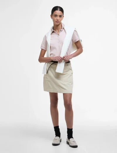 Barbour Women's Portsdown Polo Top | Primrose Pink/Hessian