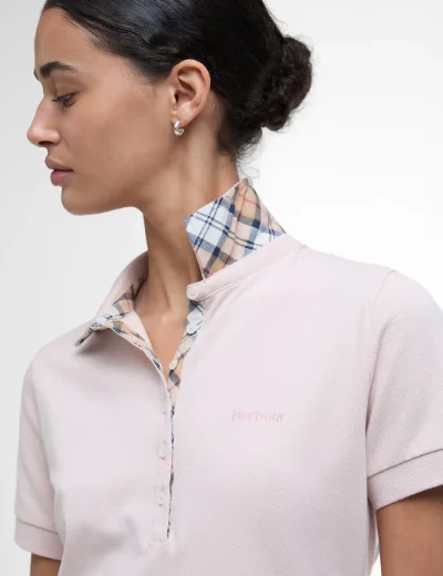 Barbour Women's Portsdown Polo Top | Primrose Pink/Hessian