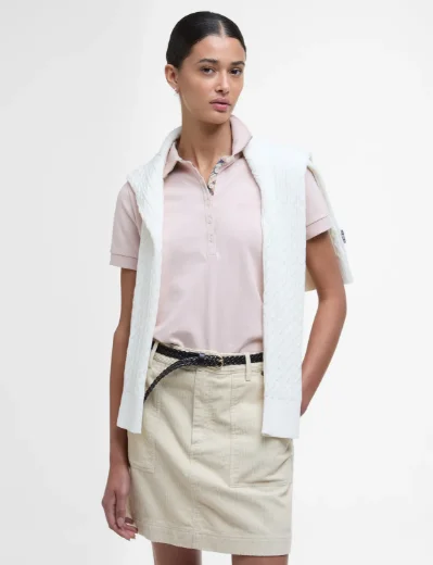 Barbour Women's Portsdown Polo Top | Primrose Pink/Hessian