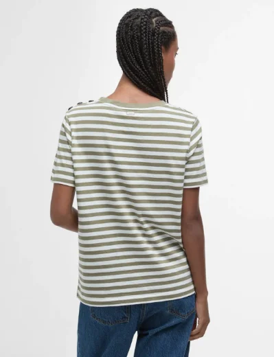 Barbour Ferryside Striped Top | Dusky Green