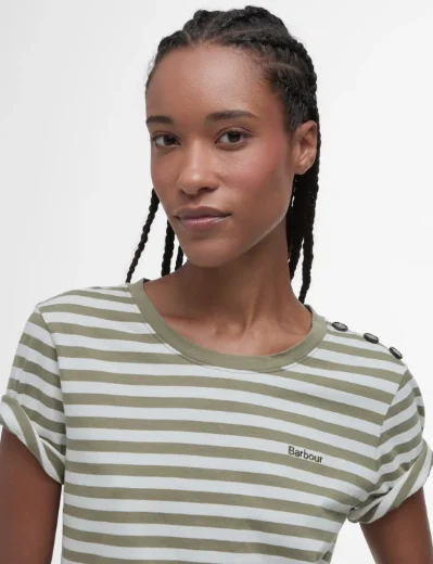 Barbour Ferryside Striped Top | Dusky Green