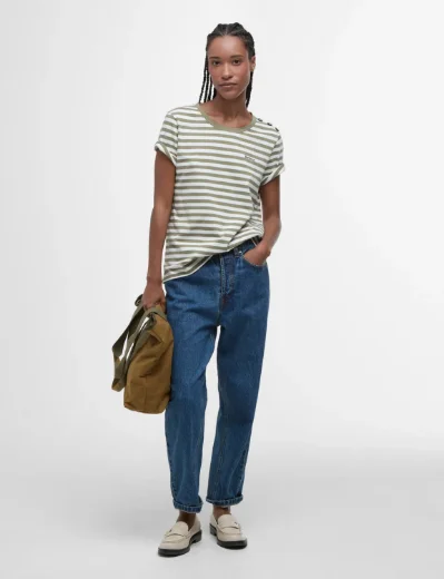 Barbour Ferryside Striped Top | Dusky Green