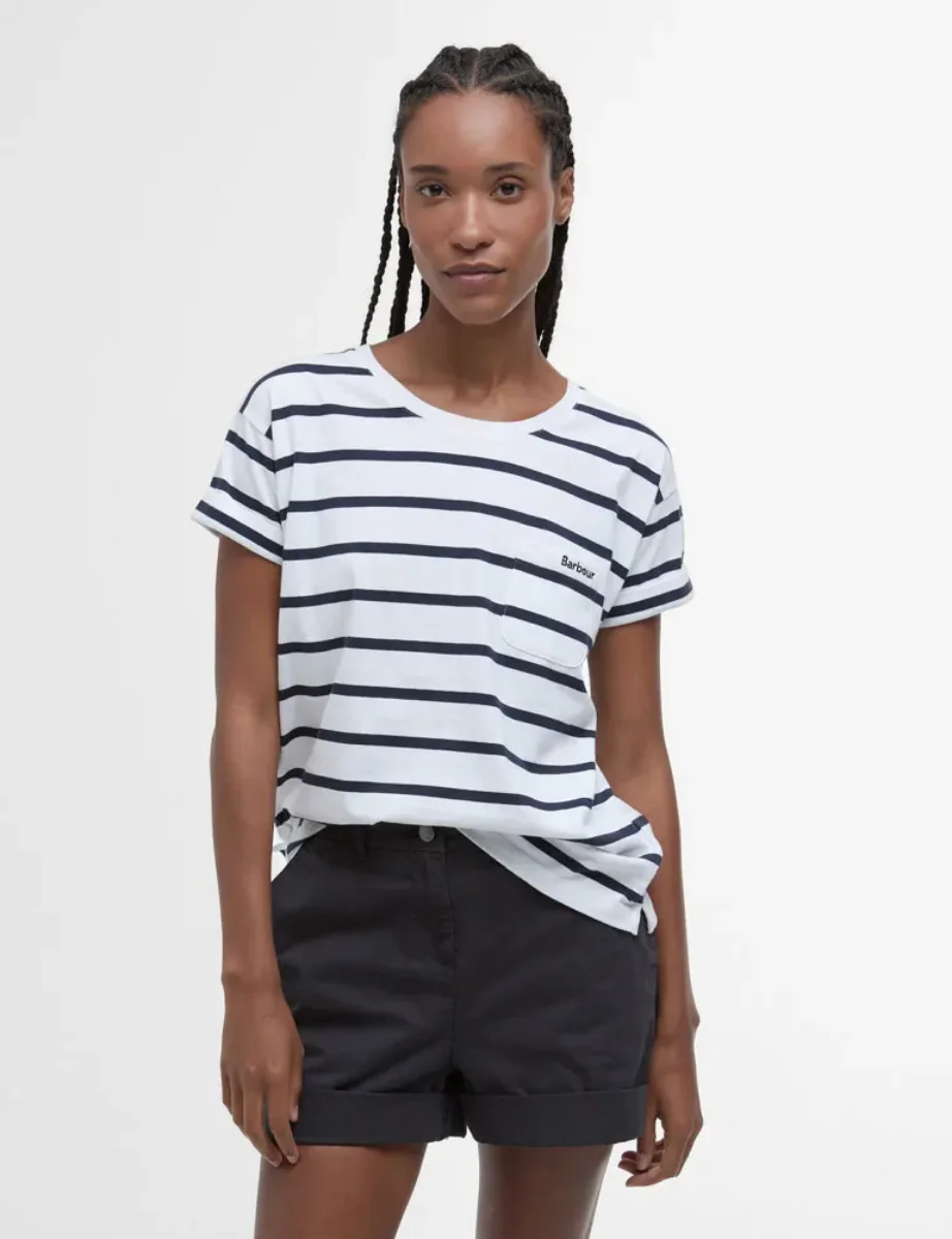 Barbour Women's Otterburn Stripe T-shirt | White/Navy