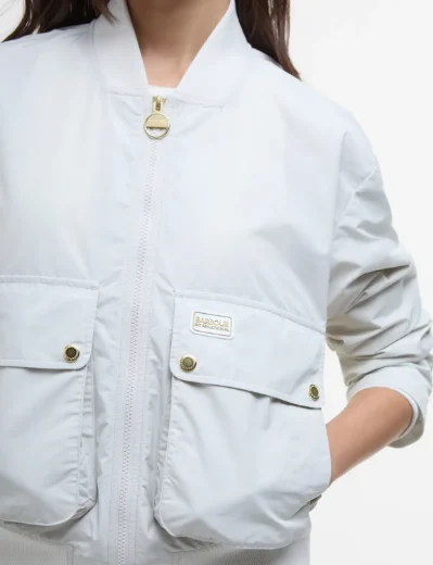 Barbour Women's International Priya Showerproof Bomber Jacket | Silver Birch