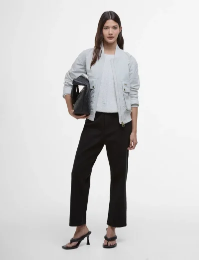 Barbour Women's International Priya Showerproof Bomber Jacket | Silver Birch