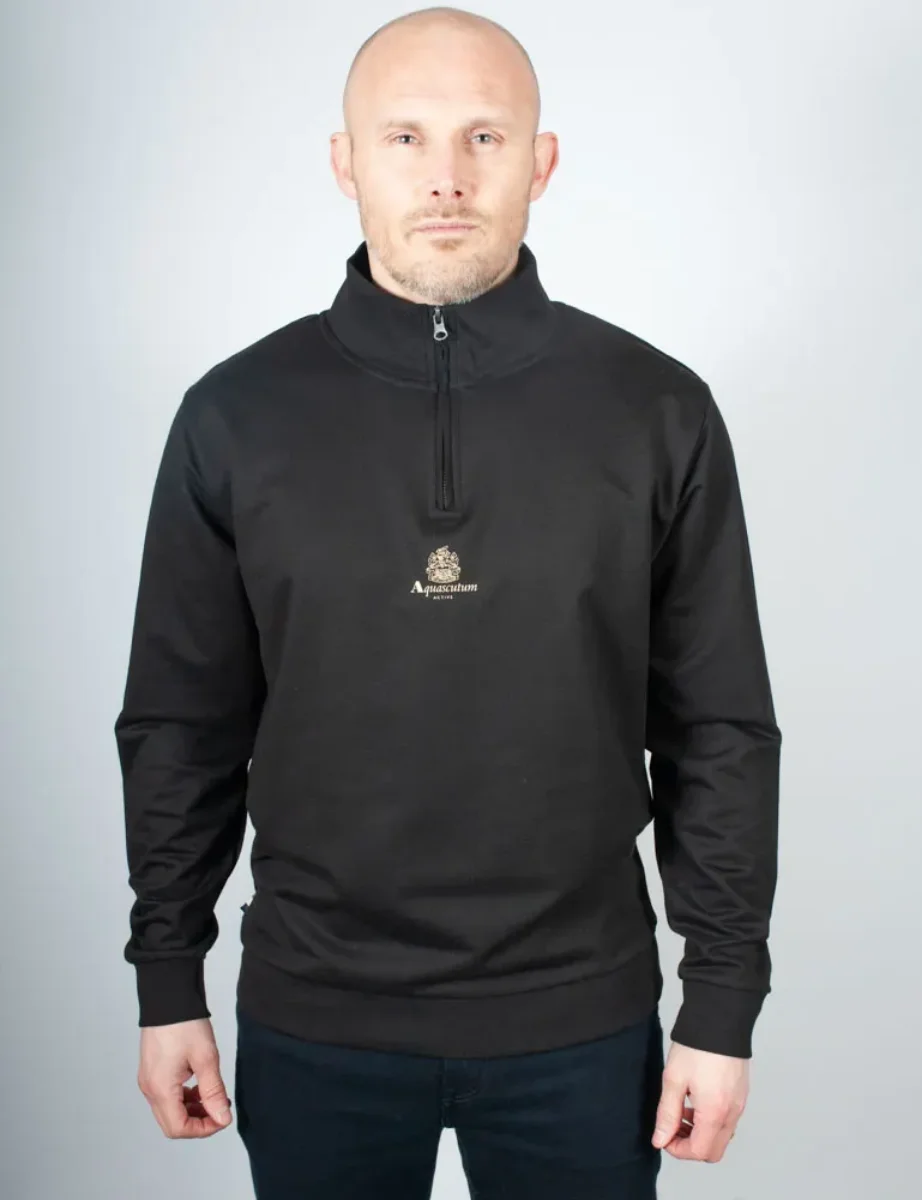 Aquascutum Active Small Logo Half Zip Sweatshirt | Black