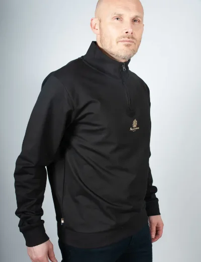 Aquascutum Active Small Logo Half Zip Sweatshirt | Black