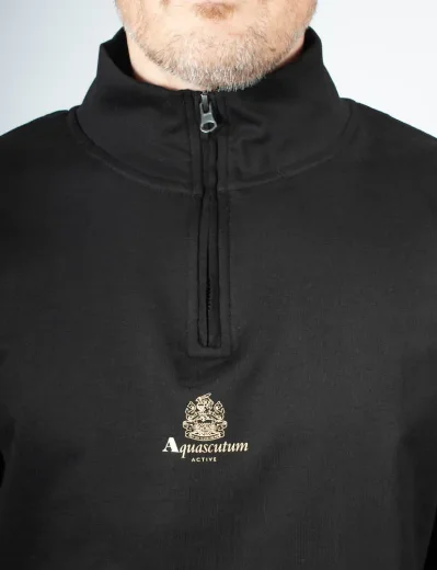 Aquascutum Active Small Logo Half Zip Sweatshirt | Black