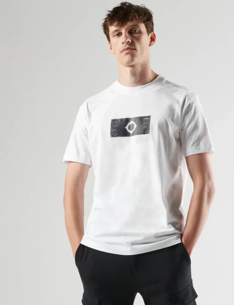 MA STRUM Trompe L'oeil Badge T-Shirt | White