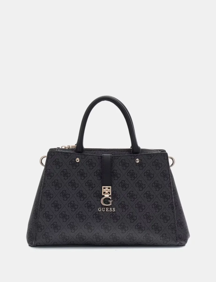 Guess Zamira 4G Logo Med Handbag | Coal
