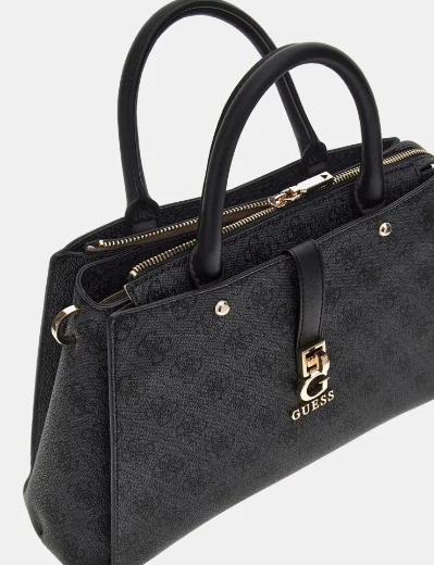 Guess Zamira 4G Logo Med Handbag | Coal