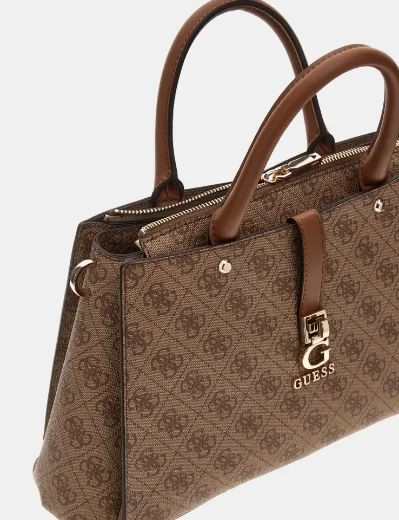 Guess Zamira 4G Logo Med Handbag | Latte