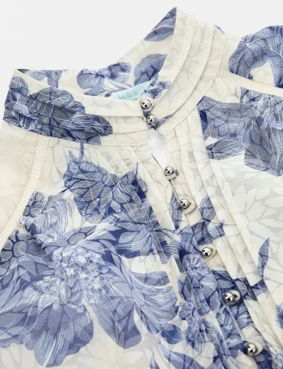 Guess Adlaide Fit and Flare Printed Mini Dress | Floral Blue
