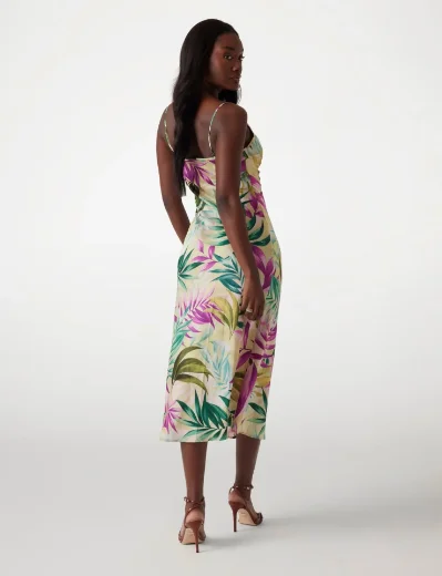 Guess New Akilina Satin Midi Dress | Green Multi