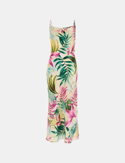 Guess New Akilina Satin Midi Dress | Green Multi