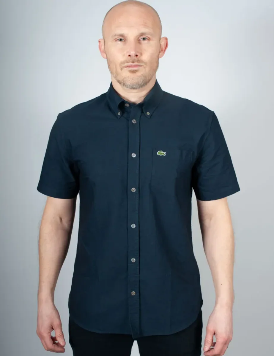 Lacoste Regular Fit Short Sleeved Oxford Shirt | Navy Blue
