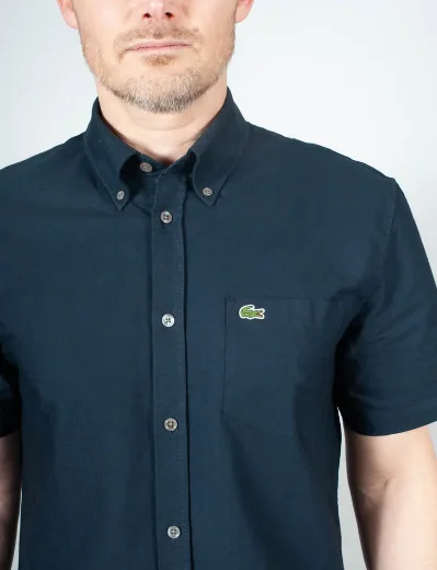 Lacoste Regular Fit Short Sleeved Oxford Shirt | Navy Blue