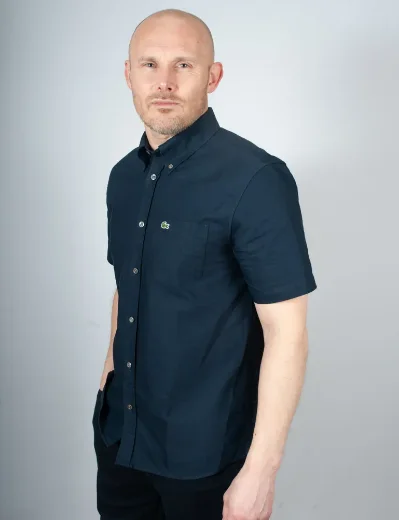 Lacoste Regular Fit Short Sleeved Oxford Shirt | Navy Blue