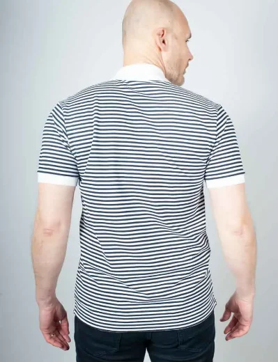 Lacoste Classic Fit L.12.12 Striped Petit Piqué Polo Shirt | Navy Blue\White