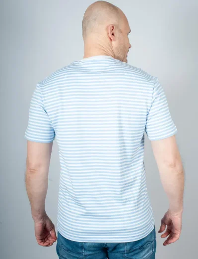 Lacoste Striped Heavy Cotton T-shirt | White/Blue