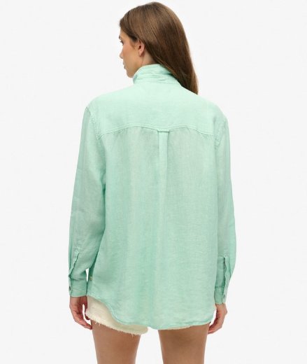 Superdry Linen Boyfriend Shirt | Sea Foam Green