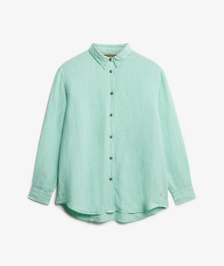 Superdry Linen Boyfriend Shirt | Sea Foam Green