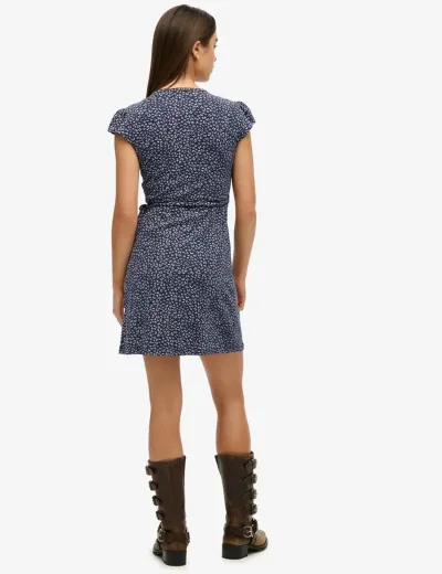 Superdry Athletic Essentials Wrap Dress | Navy Ditsy
