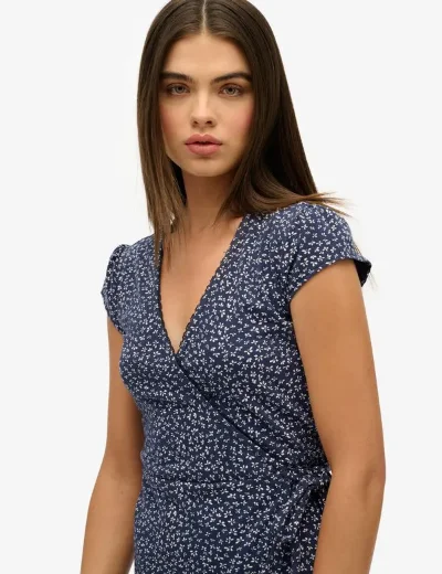 Superdry Athletic Essentials Wrap Dress | Navy Ditsy