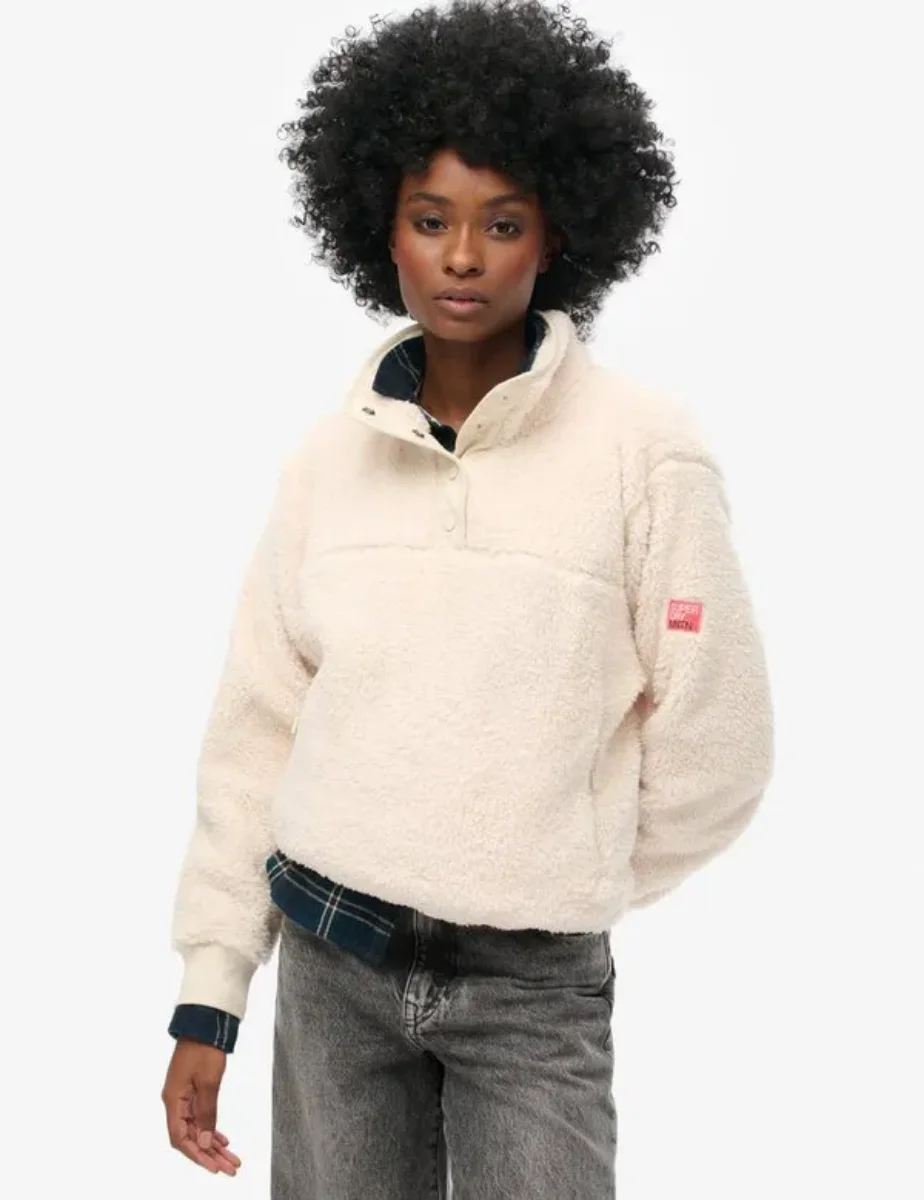 Superdry Super Soft Half Zip Jumper | Rice White