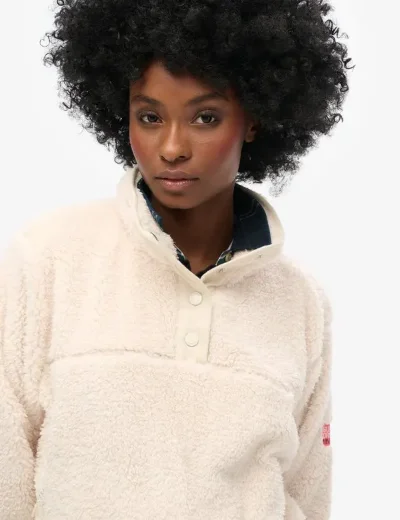 Superdry Super Soft Half Zip Jumper | Rice White