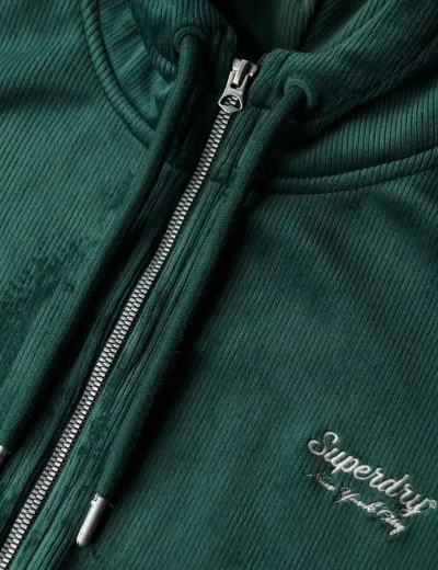 Superdry Womens Country Club Velour Zip Hoodie | Enamel Green