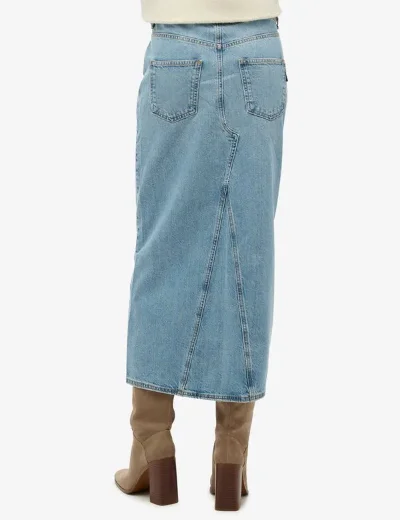 Superdry Denim Split Maxi Skirt / Beach Blue