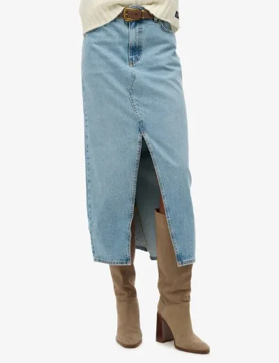Superdry Denim Split Maxi Skirt / Beach Blue