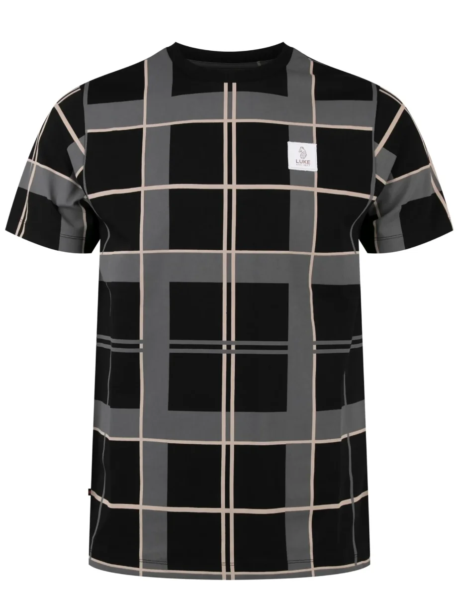 Luke 1977 Birdoswald Checked T-Shirt | Black/Ecru