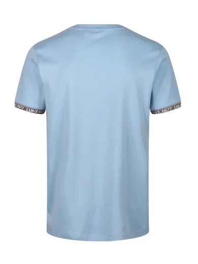 Luke Est 1977 Nelson Text Cuff T-shirt | Sky Blue