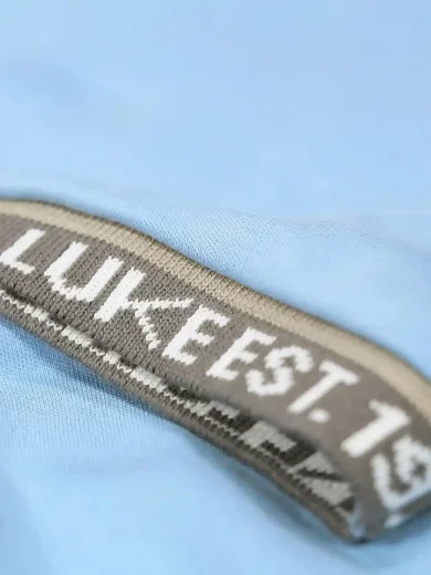 Luke Est 1977 Nelson Text Cuff T-shirt | Sky Blue