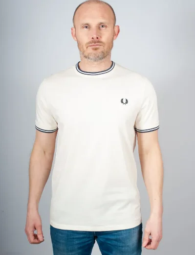Fred Perry Twin Tipped T-shirt | Ecru / Tennis Blue