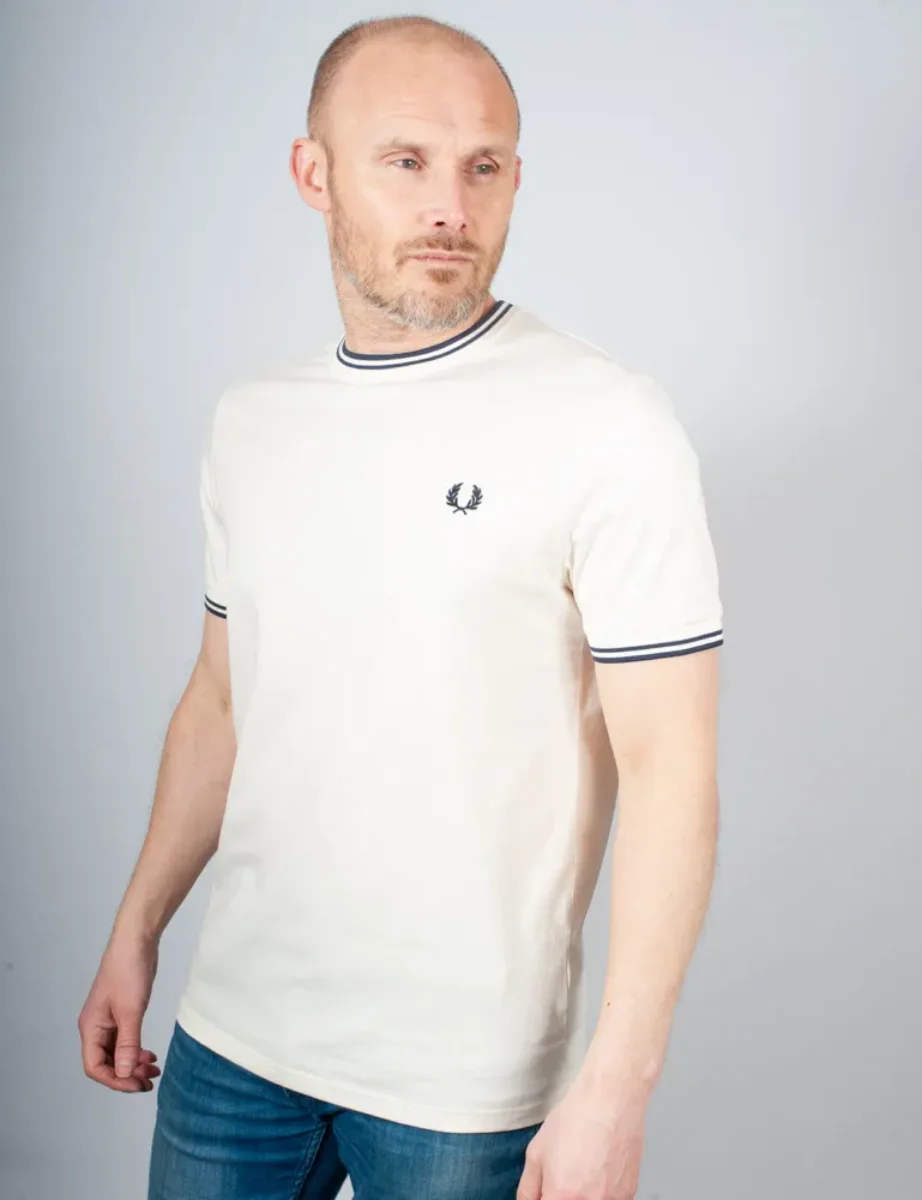 Fred Perry Twin Tipped T-shirt | Ecru / Tennis Blue