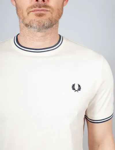 Fred Perry Twin Tipped T-shirt | Ecru / Tennis Blue