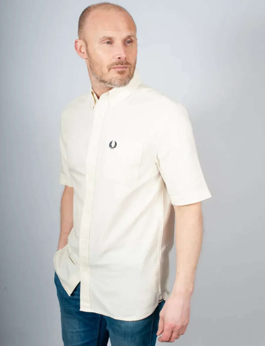 Fred Perry Short Sleeve Oxford Shirt | Ecru