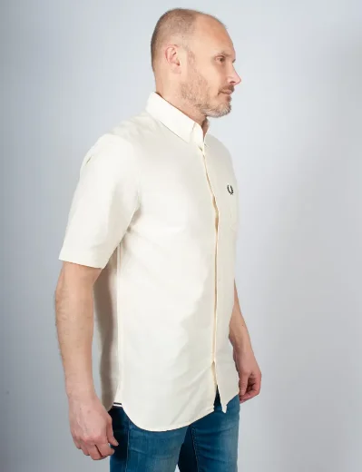 Fred Perry Short Sleeve Oxford Shirt | Ecru