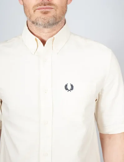 Fred Perry Short Sleeve Oxford Shirt | Ecru