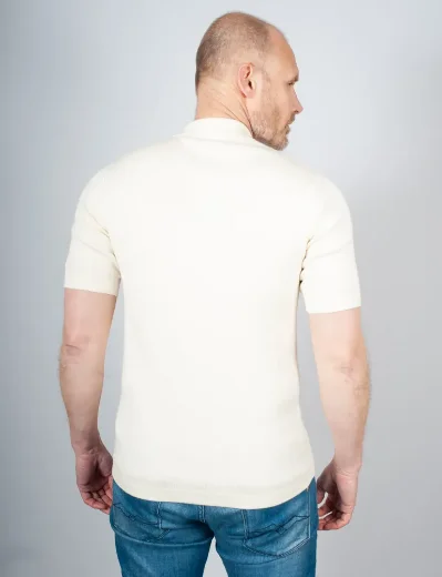 Fred Perry Button Through SS Knitted Shirt | Ecru
